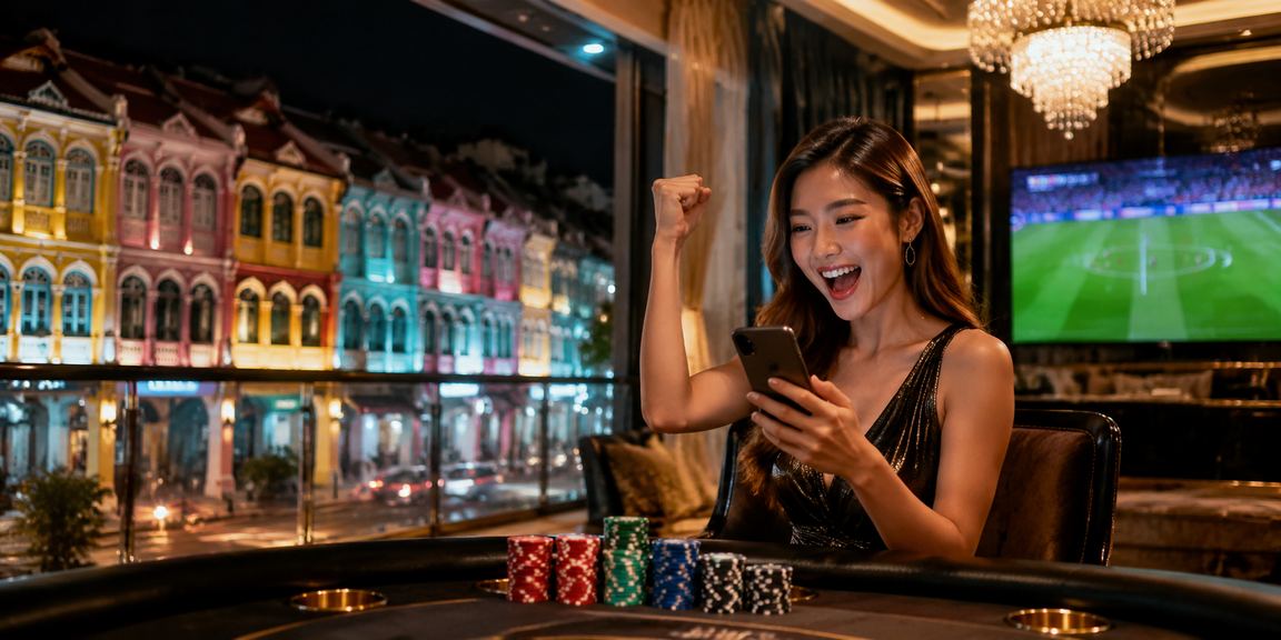 Pemain Malaysia mengakses sukan maya lh113 menggunakan telefon pintar dengan sambungan data mudah alih